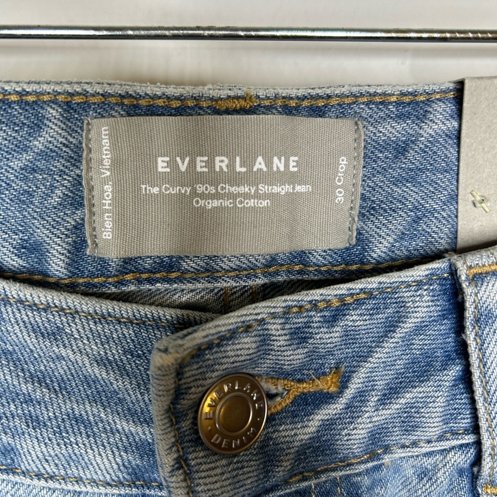 NWT EVERLANE The Curvy 90’s Cheeky Straight Cropped Patchwork Jeans Sz 30 - Picture 4 of 8